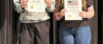 Hugoton Middle School Citizenship Award recipients are Grant Goode and Aubree Pate. Photo courtesy of Tina Salmans.