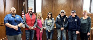 Commissioner Tron Stegman presents County Employees with their Longevity  Recognition. From left to right are: FT Tyler Anderson 10 years; Tron; FT Cammie Heaton 10 years; PT Kyrie Esarey 10 years; PT Tom Torrey 10 years; 25 year Anniversary Phillip Thompson; and FT Lori Rome 40 years!!  Not present were FT Robert Rich 20 years; FT Roger Beesley 30 years; and 25 year Anniversary Chad Bennett. Congratulations and thanks for your service.  