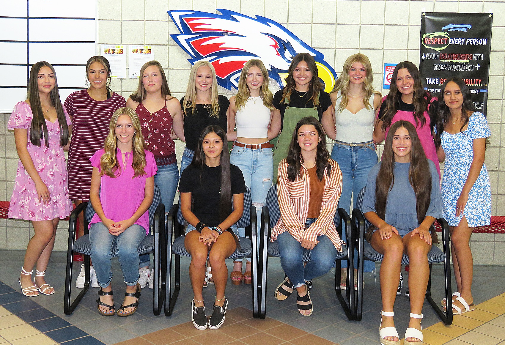 Girls vying for the title of "Miss Sorghum Queen 2024" Friday stop for a picture. Pictured in the back row left to right are Raquel Acuna, Addison Garza, Kayla Lewis, Mylee Miller, Alaina Gold, Saedy Arrendondo, Farrah Gaskill, Ella Beesley and Valeria Peinado. In the front row are Jayden Burrows, Jasmine Sena, Olivia Salmans and Morgan Niehues.